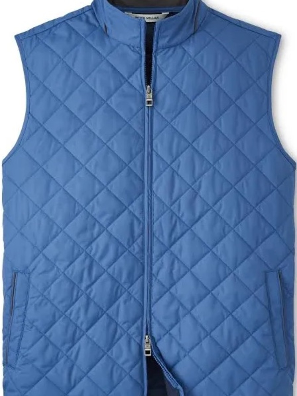 Peter Millar Men's Quilted Blue Zip-Front Vest